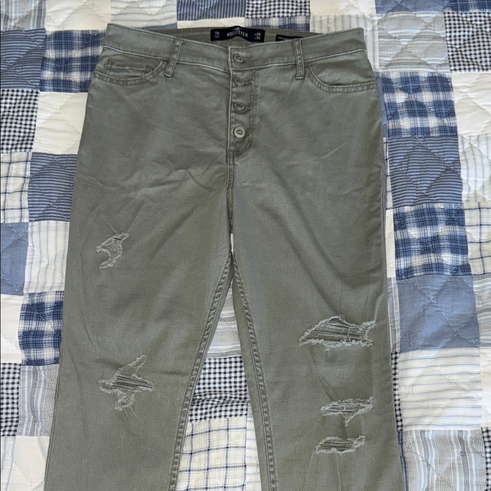 Hollister Distressed Olive Jeans